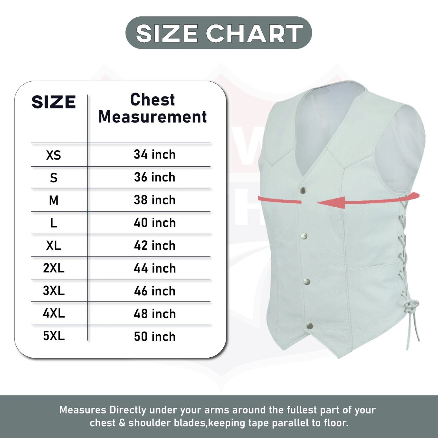 Ladies’ White Leather Motorcycle Vest with Concealed Carry – Club Style