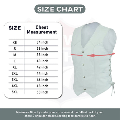 Ladies’ White Leather Motorcycle Vest with Concealed Carry – Club Style
