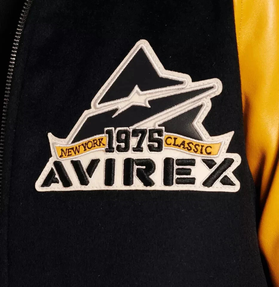 NEW Men’s Avirex Varsity Classic Leather Bomber Jacket – Vintage Style Coat NWT