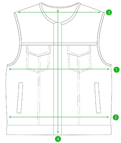 Motorcycle Lowrider Men's Leather Vest – Perforated Cowhide Club Style Biker Gear