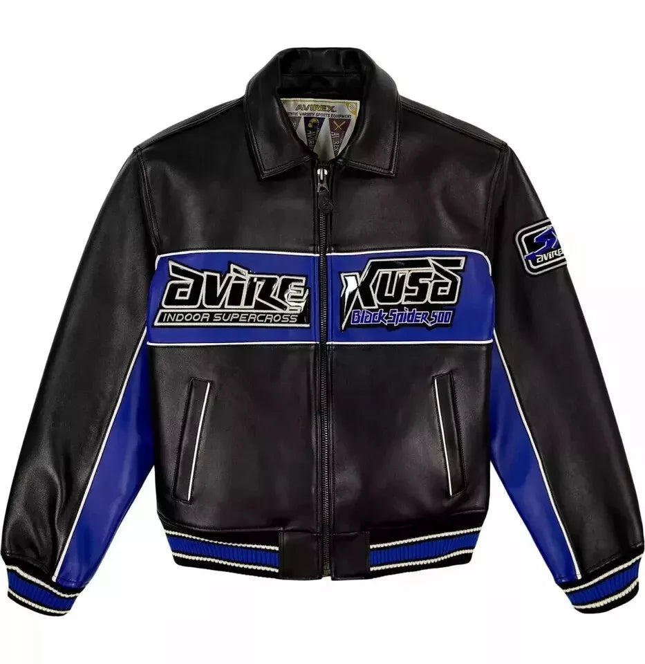 Men’s Avirex Genuine Cowhide Leather Bomber Jacket – American Flight Style