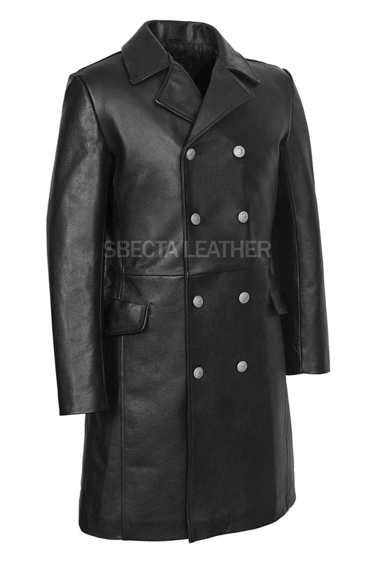 Men's Military Style Soft Cowhide Leather Coat, Stylish, Premium Quality