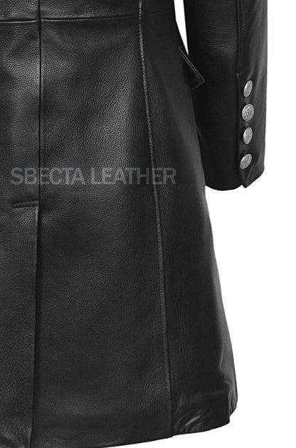 Men's Military Style Soft Cowhide Leather Coat, Stylish, Premium Quality