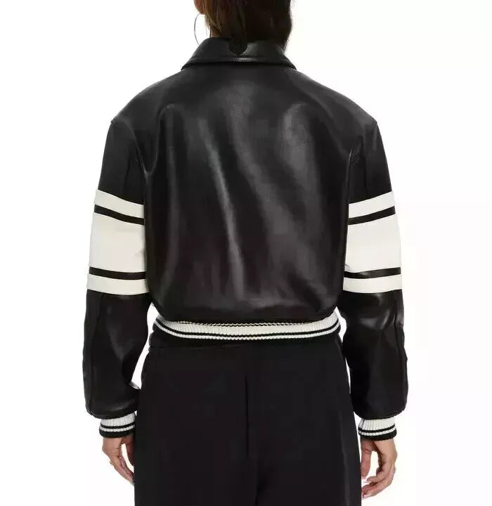 Icon Cropped AVIREX Women’s Bomber Jacket – Real Leather Flight Style
