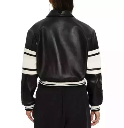 Icon Cropped AVIREX Women’s Bomber Jacket – Real Leather Flight Style