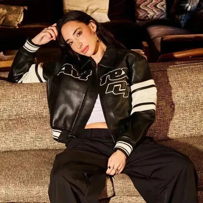 Icon Cropped AVIREX Women’s Bomber Jacket – Real Leather Flight Style