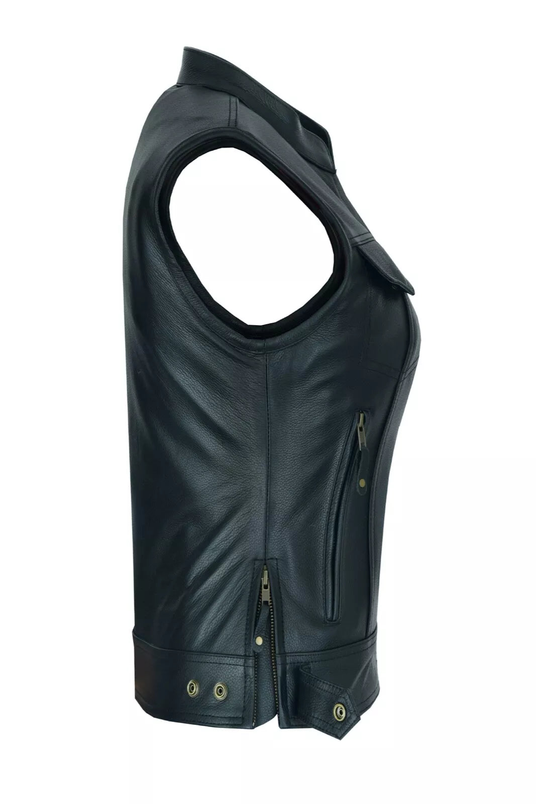 Women's Club Style Motorcycle Vest – Top Grain Cowhide Leather, Soft & Thick