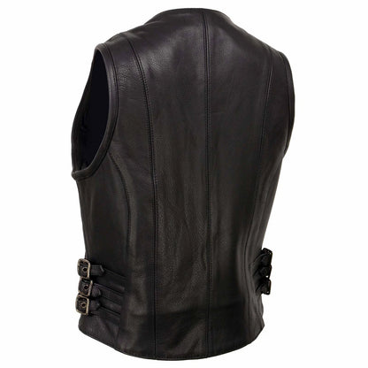 Women's Motorcycle Vest with Adjustable Side Buckles – Stylish Biker Gear
