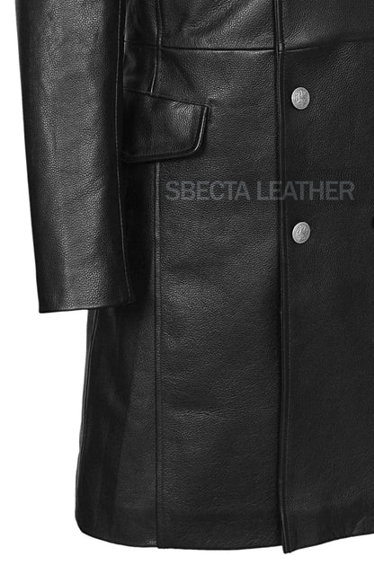 Men's Military Style Soft Cowhide Leather Coat, Stylish, Premium Quality