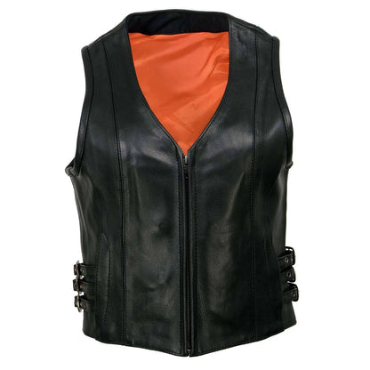 Women's Motorcycle Vest with Adjustable Side Buckles – Stylish Biker Gear