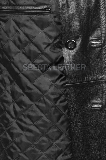 Men's Military Style Soft Cowhide Leather Coat, Stylish, Premium Quality