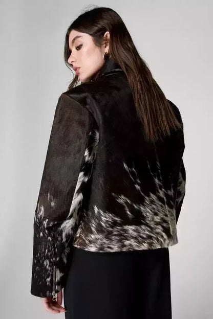 Women Natural Genuine Pony Skin Hair Cowhide Leather Jacket - Fashion Fur Coat