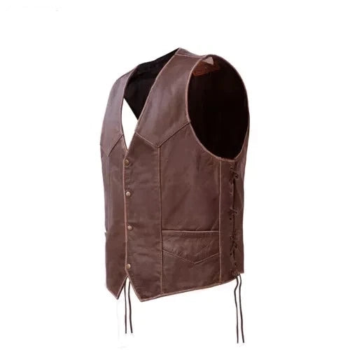 Men Famous Biker Style Cow Soft Leather Vest Live To Ride With Eagle Emboss Vest